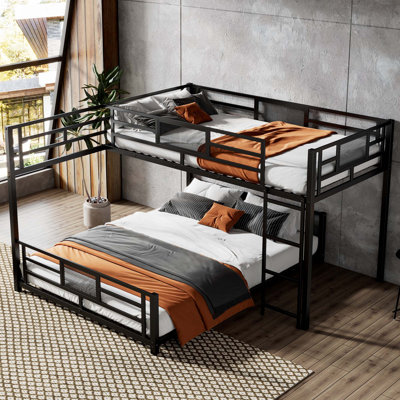 L-Shaped Metal Twin Over Full Size Bunk Bed