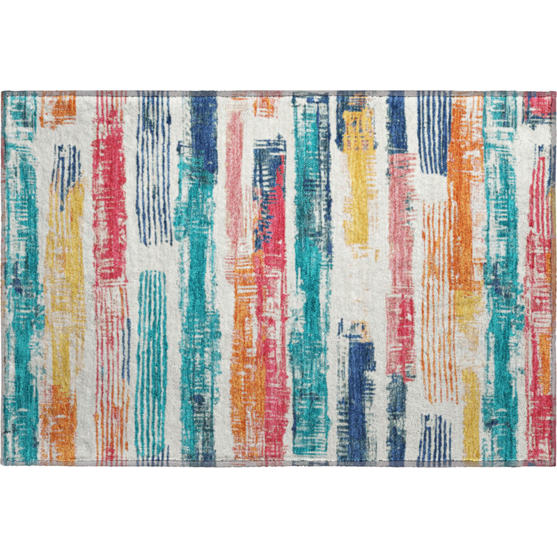 Premium Machine Washable Slesnick AMF1665 Stripes Rug, Rectangle 1'8" x 2'6"