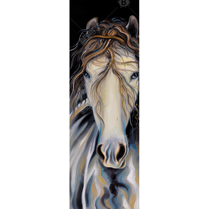 "Cheval abstrait avec crinière bouclée" sur toile, H 60 po x l 20 po