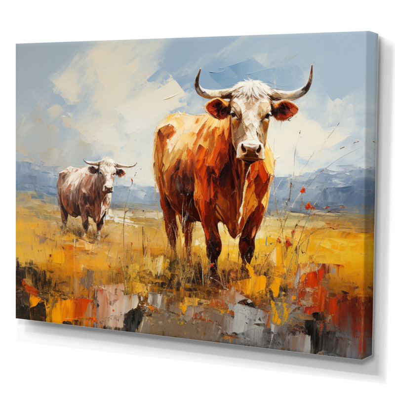 Collage de bovins pastoraux - impression, Toile tendue, H 12 po x l 20 po x P 1 po