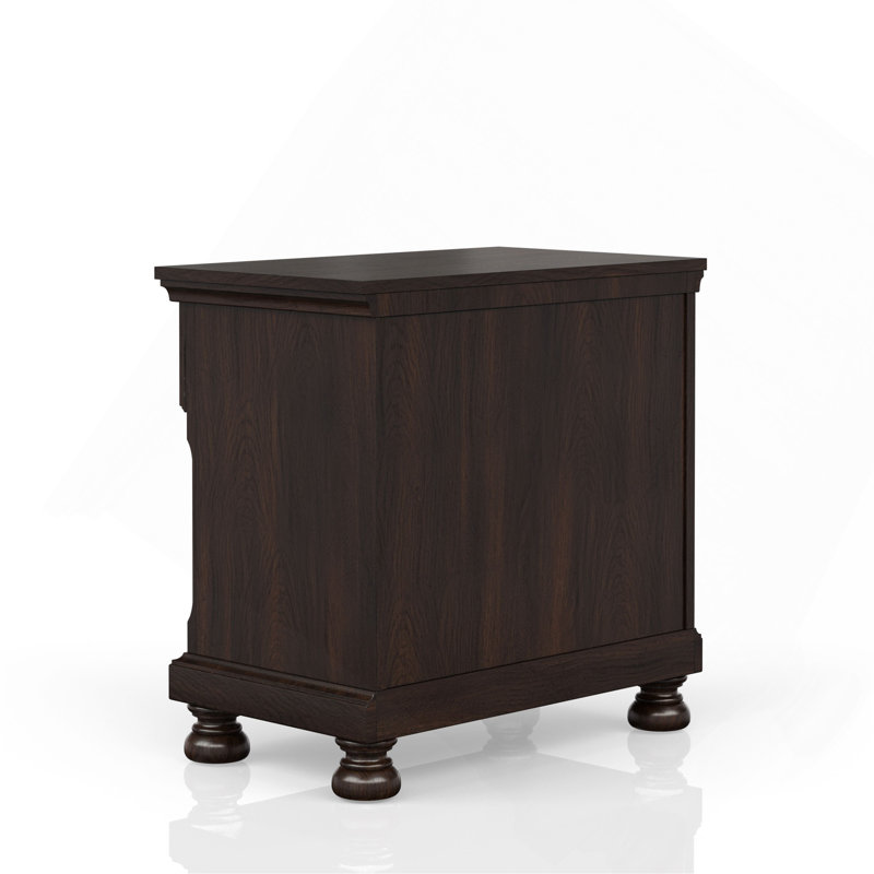 Table de chevet 2 tiroirs cerisier foncé