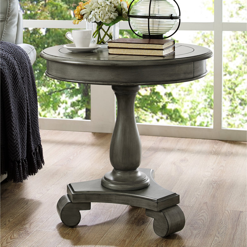 Guéridon gris en bois - H 26,5 po, espace avec grand, pratique, Gris