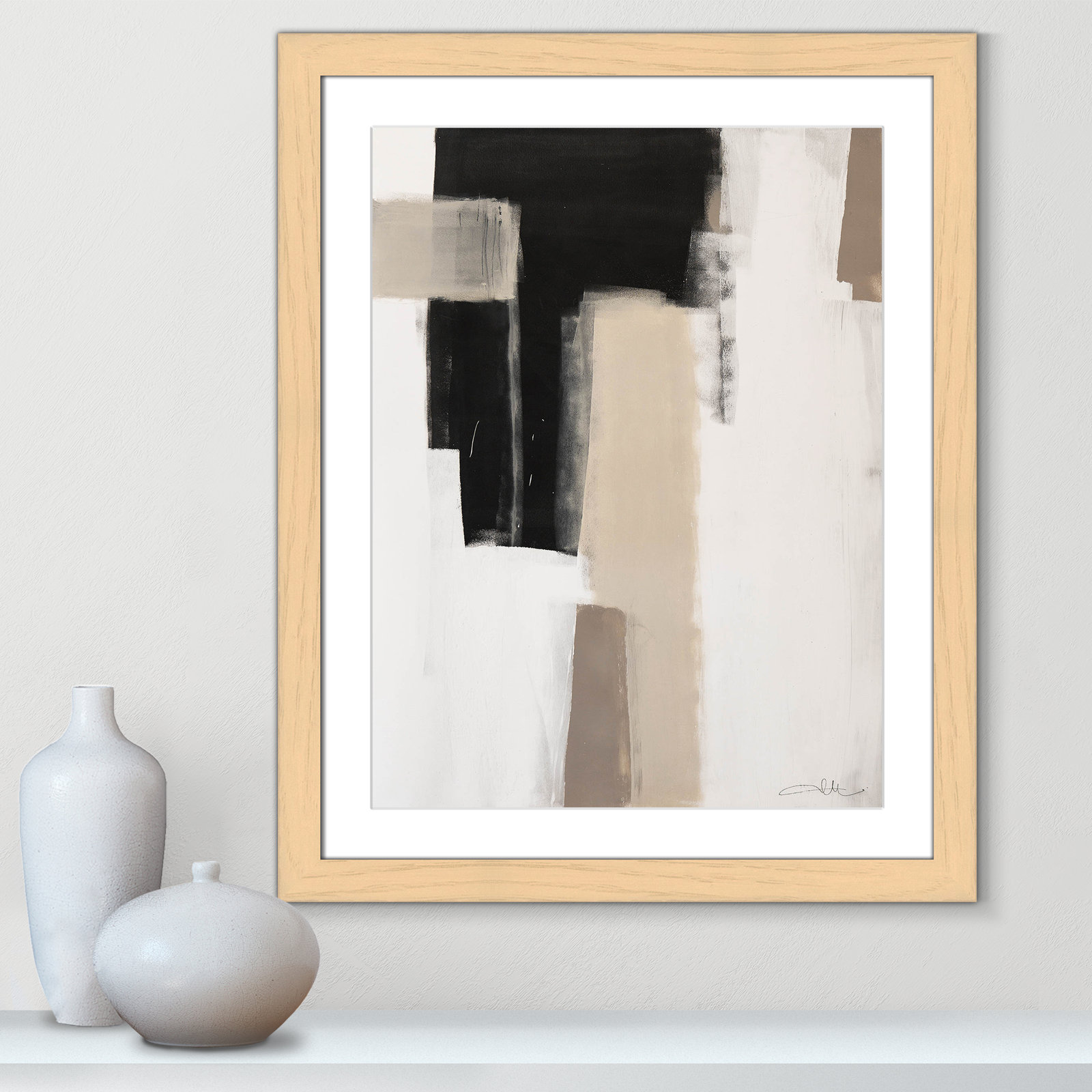 Calvin "Earth Scapes I" Print, 31" H x 25" W x 1.25" D, Natural Cube Frame Matted