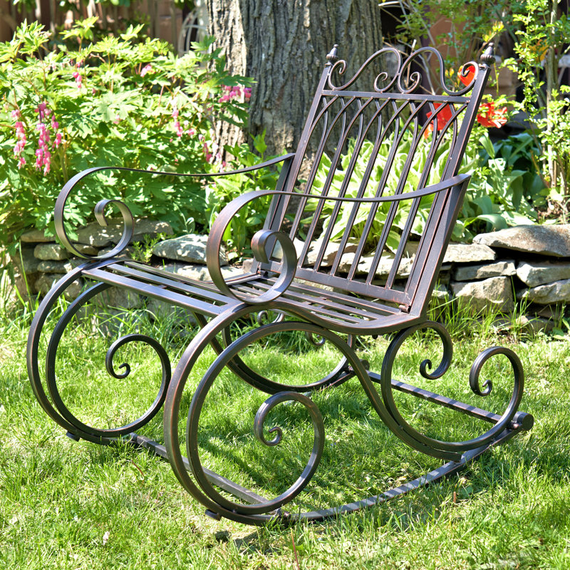 Chaise berçante d'extérieur en métal Dominy, Bronze