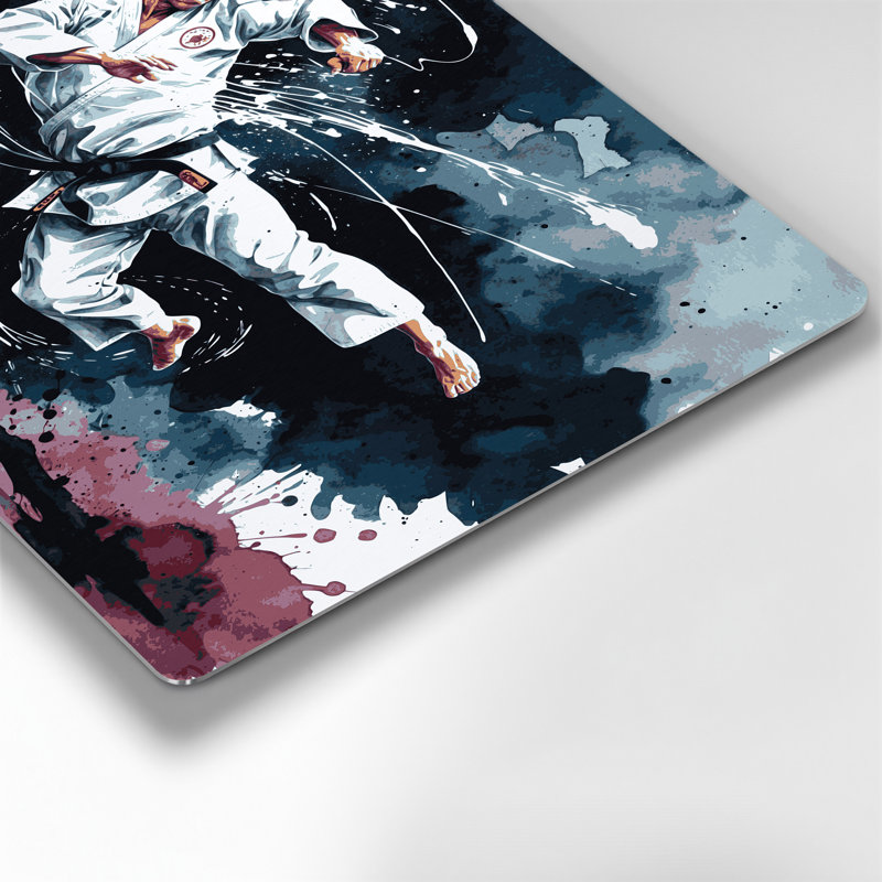 Art mural gris en métal Sports Karate, H 96 po x l 120 po x P 0,05 po