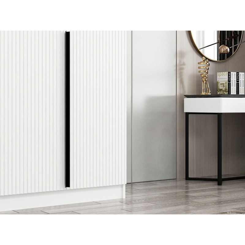 Modern White Wardrobe, 100% Melamine Coated Particle Board, 35.4 x 82.7 x 20.5 inches | Durable & Stylish Design, Perfect for Bedroom & Storage Solutions | Sleek Solid Color Finish, Spacious Interior
