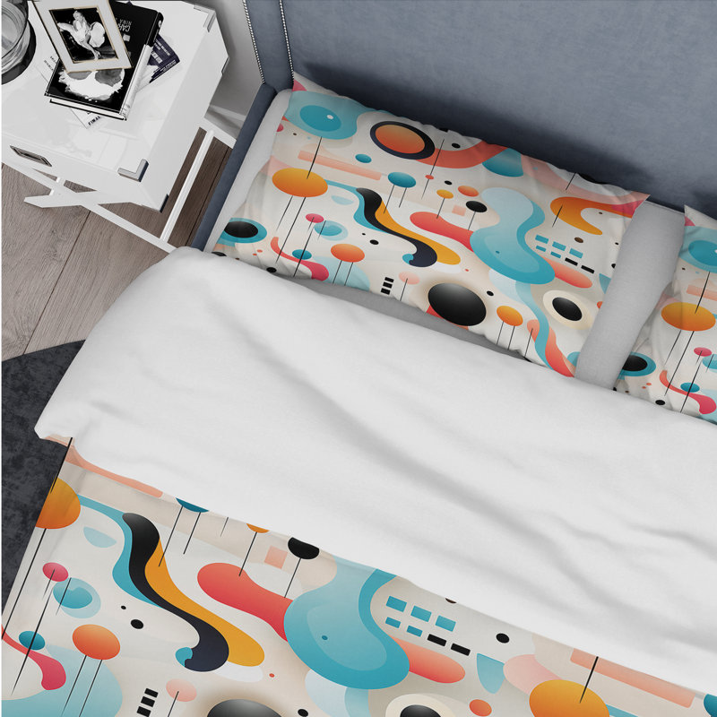 Literie Trendy Patterns 1970S Style III, Housse de couette pour très grand lit et 2 très