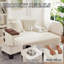 Fauteuil 54 po en velours côtelé avec repose-pieds multifonctionnel-1081620268