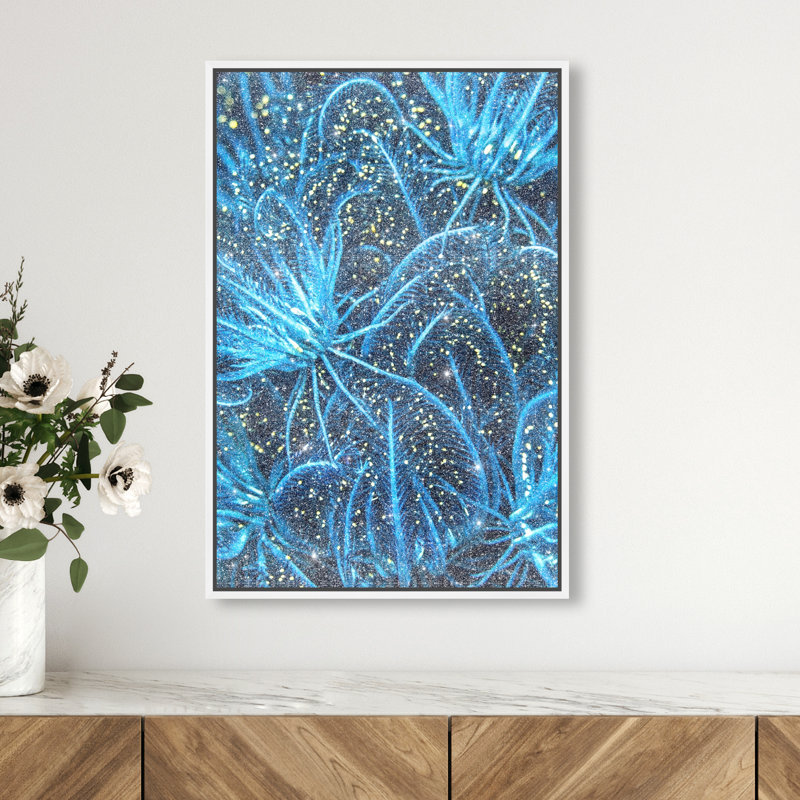 Neon garden Graphic Art Canvas, 31"H x 21"W, White Floater Frame