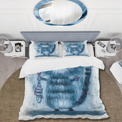 Blue/White Microfiber Duvet Cover Set