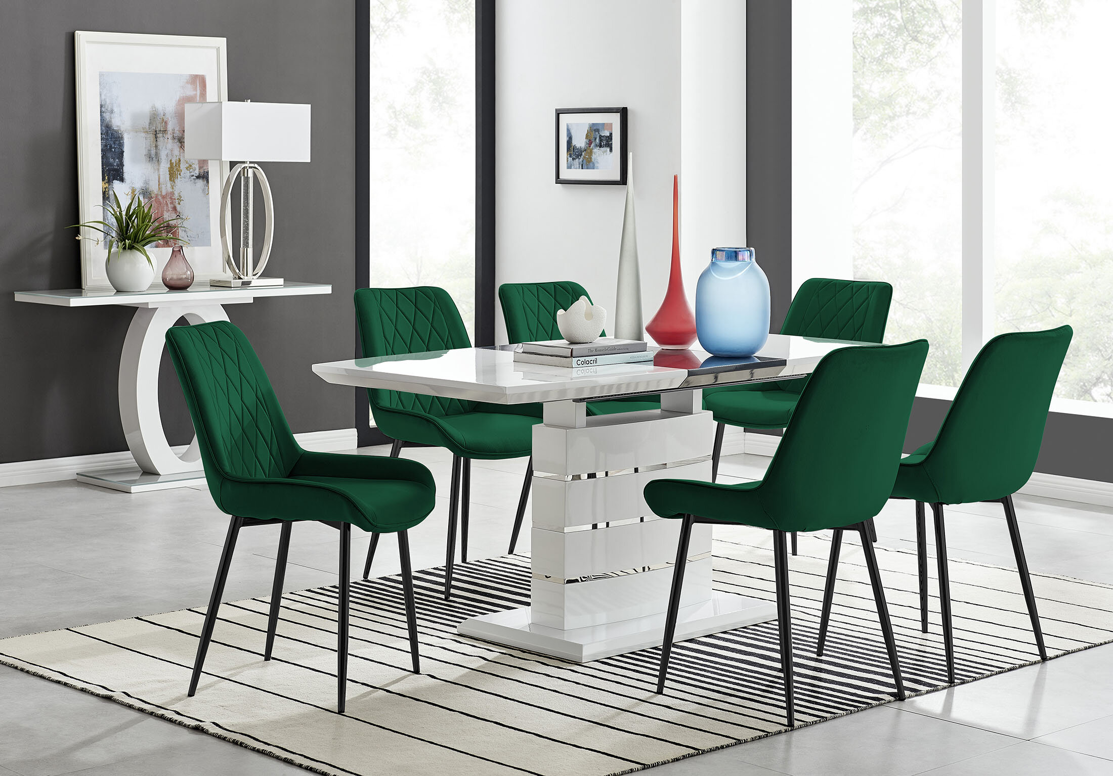 Grey high gloss online extending dining table