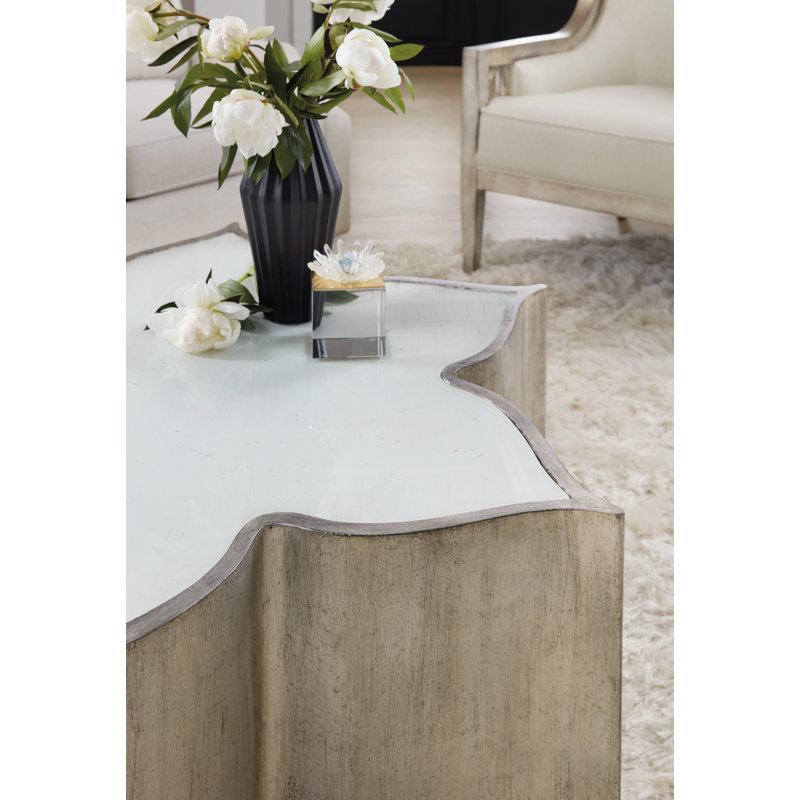 Eglomise Meringue 44" Gold and Cream Flower-Shaped Coffee Table