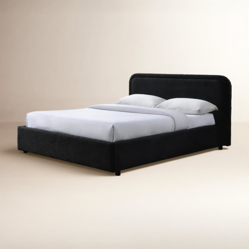 Lit plateforme Baneza, Grand, Bouclé noir