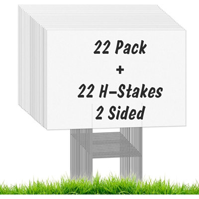 22Pcs Blank Yard Signs With Stakes, IKAYAS 17X12inch White Garden Yard Signs Yard Sale Signs Corrugated Plastic Signs For Party Decorations,Garage Sale, Guidepost, Open House