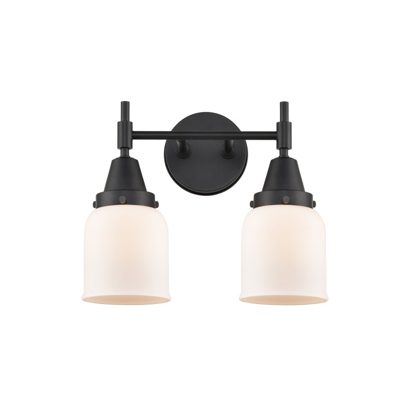 Éclairage pour meuble-lavabo à 2 lumières à intensité variable Gayle, Noir mat, Ampoule DEL rétro 4 watts, Blanc mat