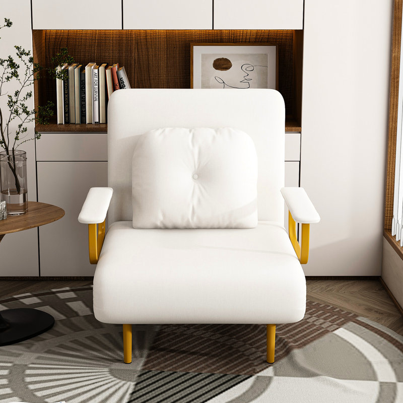 31 canapés-lits pliables convertibles avec 5 coussins réglables et 5, adaptés au salon, à la chambre à coucher et au bureau, blanc, matériau principal en tissu gazon, profondeur de 70,9 po, largeur de 22,19 po, support de résistance industrielle,