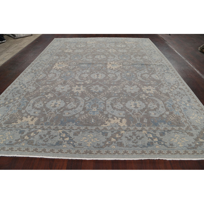 Tapis bleu clair / gris clair en laine Ziegler