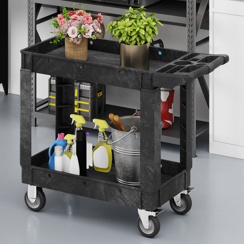 Chariot utilitaire avec roues H 33,5 po x l 17,4 po, Noir