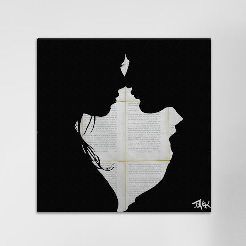 « true », impression sur toile, H 37 po x l 37 po x P 1,5 po, Toile avec cadre noir, Pas de tapis