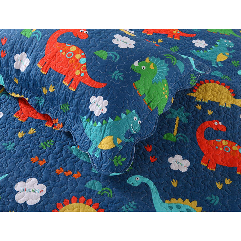 P-kl1804 Dinosaur Quilt Cotton Abstract Quilt, Full Quilt + 2 Shams