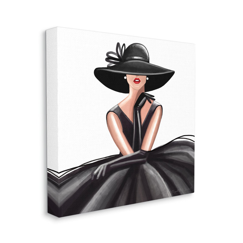 «High End Fashion Glam Pose Luxurious Black Dress XL», art mural sur toile tendue par Elizabeth Tyndall, Toile tendue