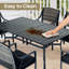 Tables de patio spacieuses de 63 pouces, salle à manger d'extérieur moderne en métal noir