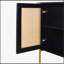 Élégante armoire de salle à manger courbée avec bordure dorée et portes en rotin tissé-1238785983