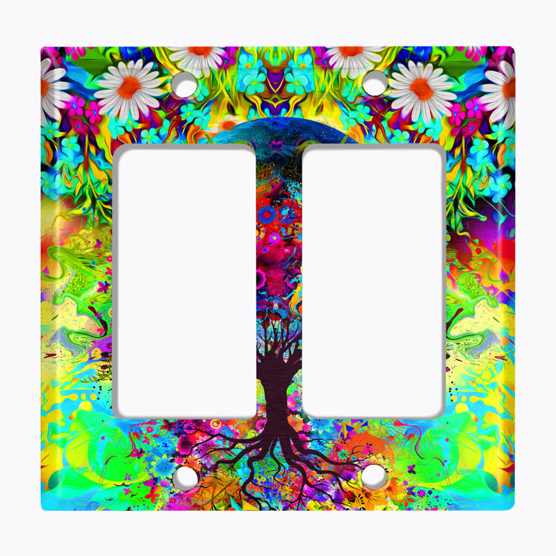 Flowers Patterned 2 - Gang Rocker Standard Wall Plate
