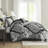 Elegant 7-piece Cotton Bedding Set, Black Damask Design, Queen Size