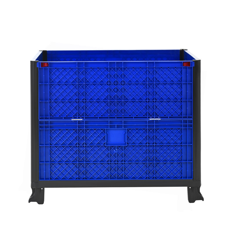 Contenant en vrac pliable avec portes, mur solide, capacité totale de 600 lb empilable jusqu'à 4 haut pour un total de 2000 lb