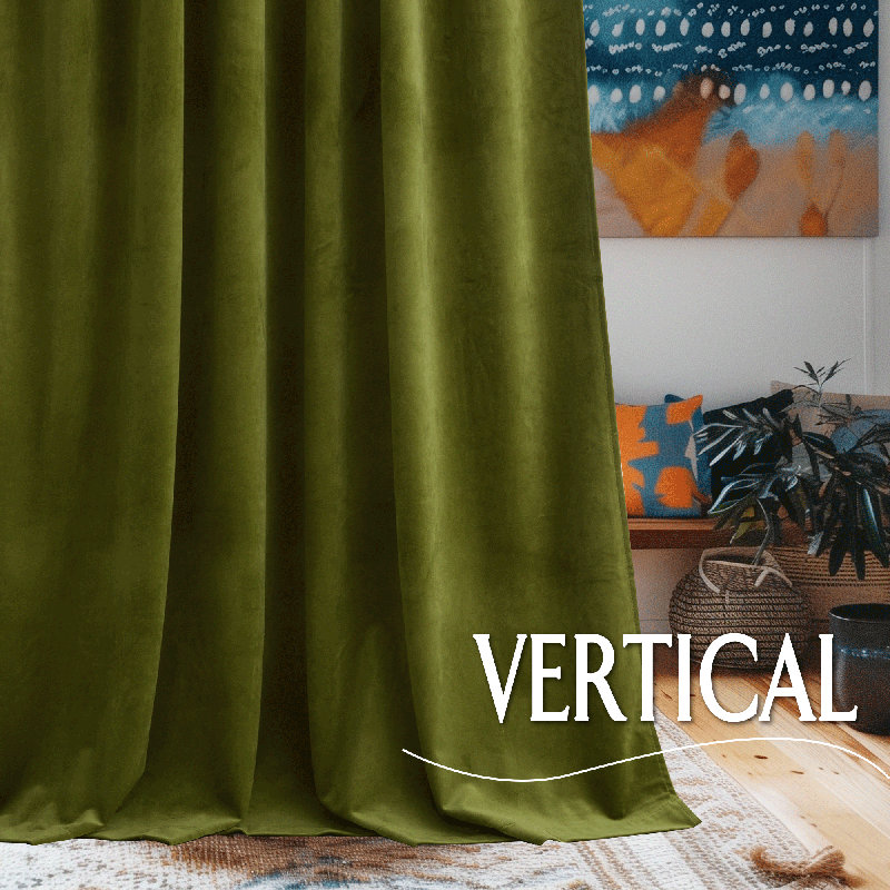 Moss Green Velvet Curtains, Sound Reducing Room Darkening Velvet Drapes for Living Room/Bedroom, Rod Pocket Window Panels 84" Long, 52 inches Wide, 2 Panels.