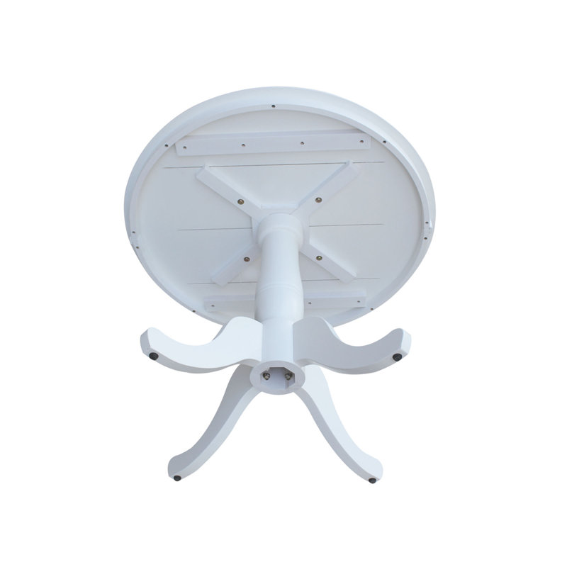 Table de salle à manger à piédestal en bois massif, H 30 po x L 30 po x l 30 po, Blanc