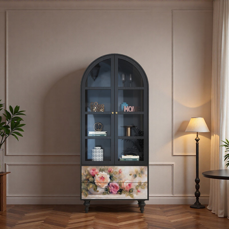 Vitrine en bois massif Floral
