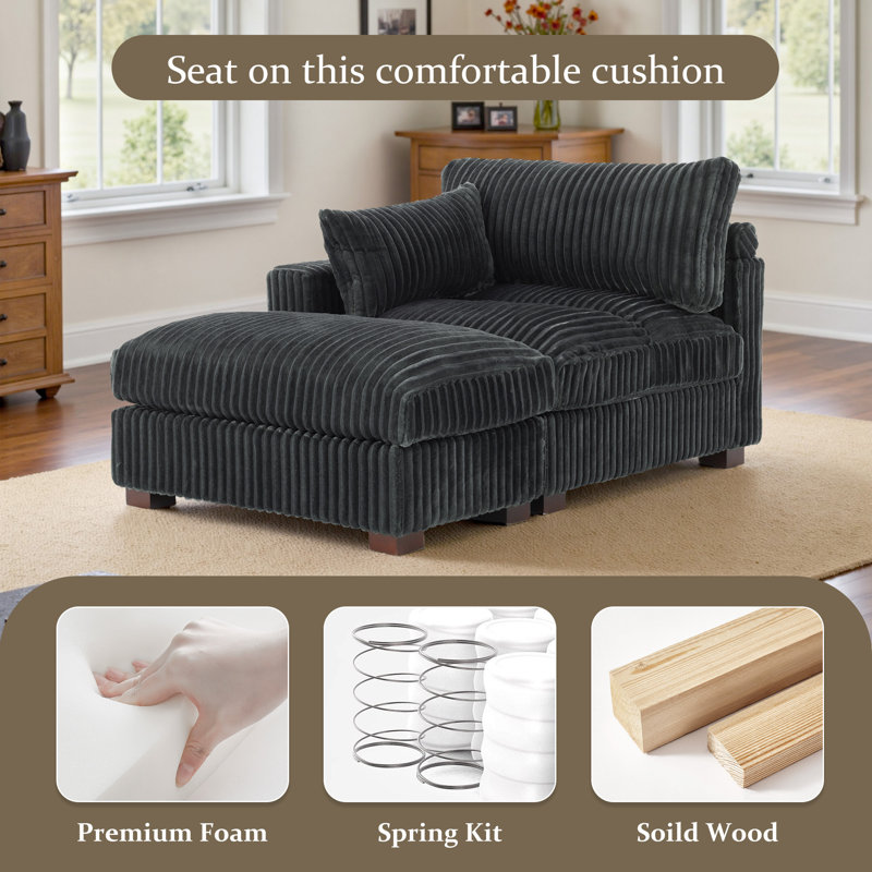 Upholstered Chaise Lounge, Grey