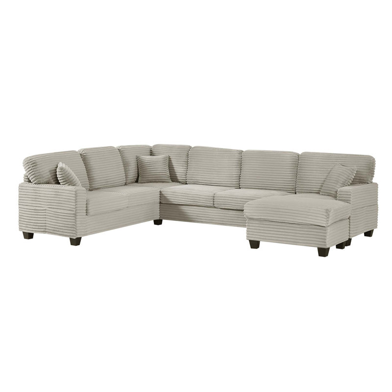 Versatile U-Shaped Sectional Sofa with Movable Ottoman and Storage Pockets