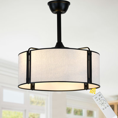 19" 7 - Blade Drum Ceiling Fan With Light Bedroom Fandelier Ceiling Fans 6 Speeds Modern Caged Ceiling Fan 