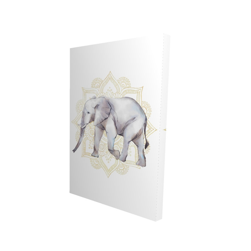 Éléphant sur mandalas, H 36 po x l 24 po