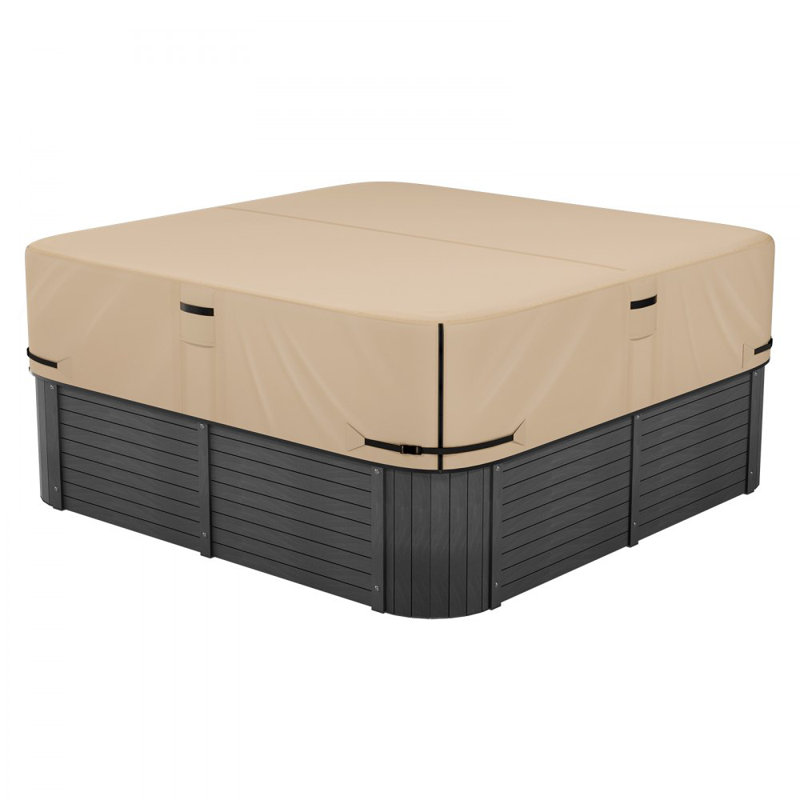 Couvre-spa d'extérieur 20 pouces résistant aux intempéries et à l'eau, H 20 po x l 90 po x P 90 po, Brun