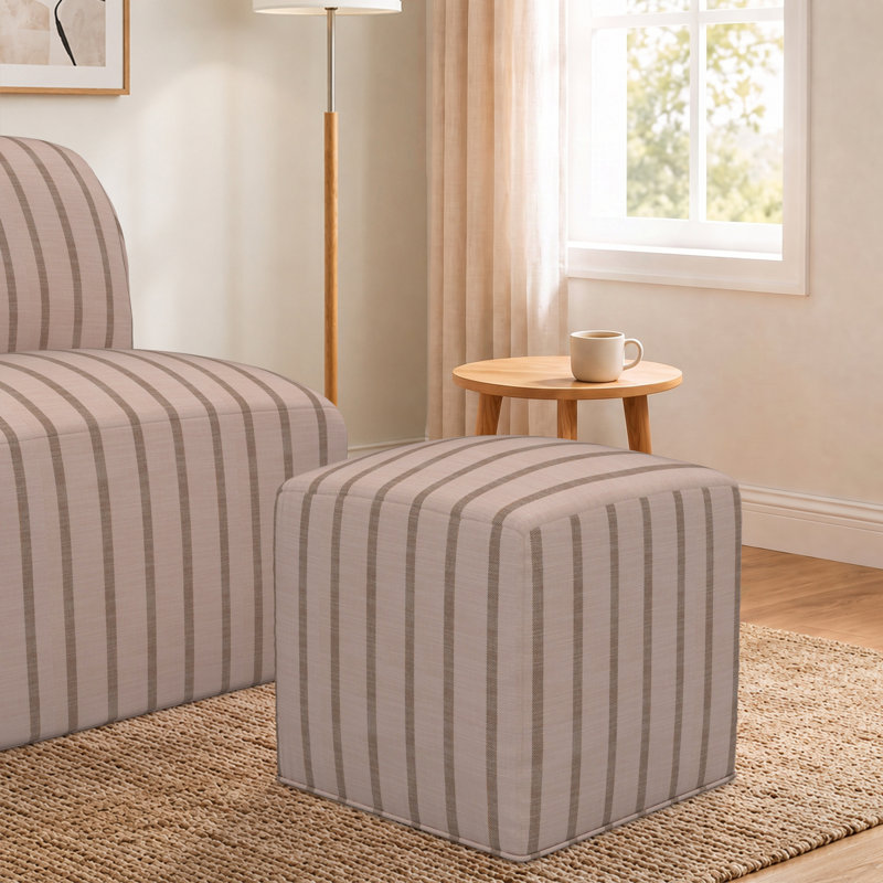 Repose-pieds extérieur Praia Sunbrella®, H 18 po x l 18 po x P 18 po, Détendez-vous avec Sunbrella® rayé Cameo