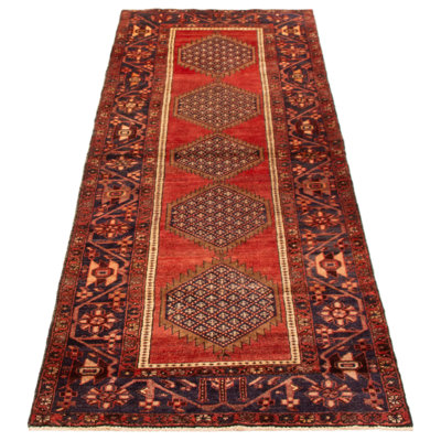 One-of-a-kind Anadol Red Wool Rug 3'7" x 9'7"