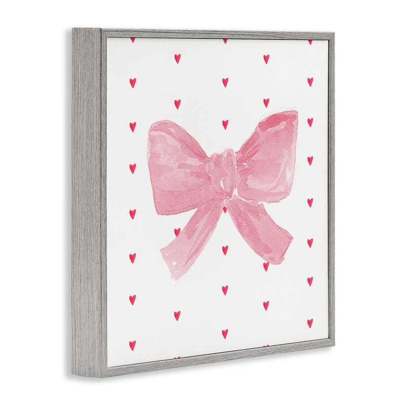 «Pink Bow on Hearts», estampe numérique, conception de Lucille Price, H 17 po x l 17 po, Estampe numérique Farmhouse