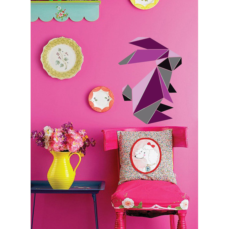 Décalcomanie murale lièvre lapin, H 33 po x l 39 po