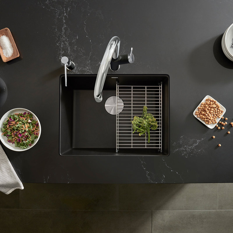 Precis SILGRANIT 24" L x 17.75" W Undermount Kitchen Sink, Café Brown