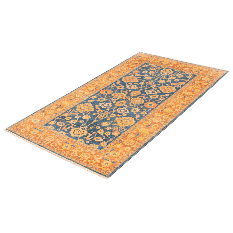 Tapis unique en laine noué à la main 5 pi x 8 pi 9 po nouvel âge Adalciza