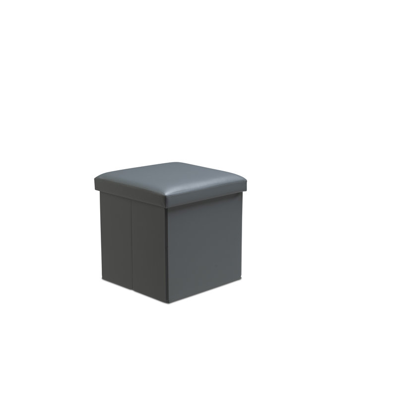 Kraska 38cm Wide Faux Leather Square Solid Colour Ottoman with Storage, Grey