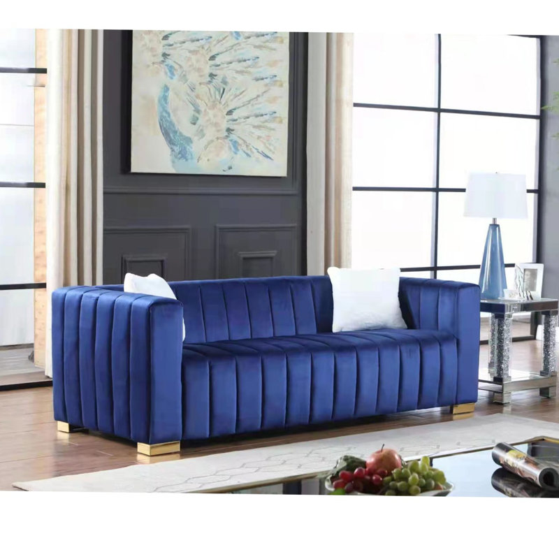 Mercer41 87'' Velvet Square Arm Sofa & Reviews | Wayfair