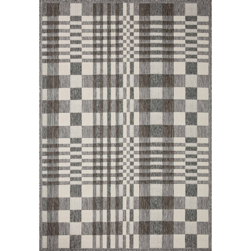 Plaid Indoor / Outdoor Rug, Rectangle 9'2" x 12'2"