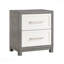 Table de chevet 2 tiroirs ivoire et gris, meubles de chambre à coucher 1 pièce