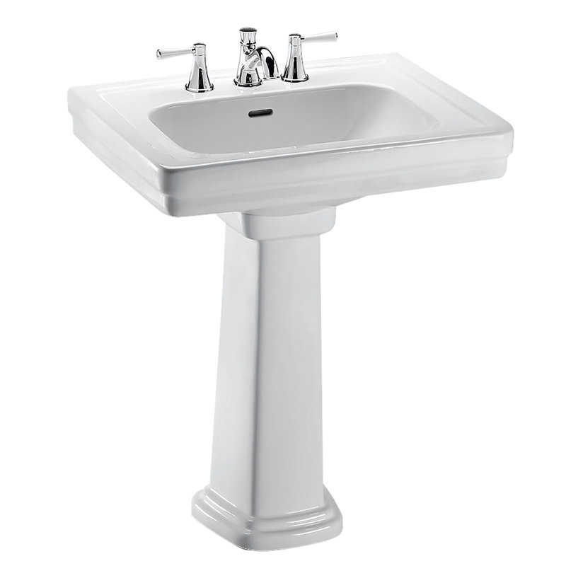 Promenade® Vitreous China Rectangular Pedestal Bathroom Sink with Overflow