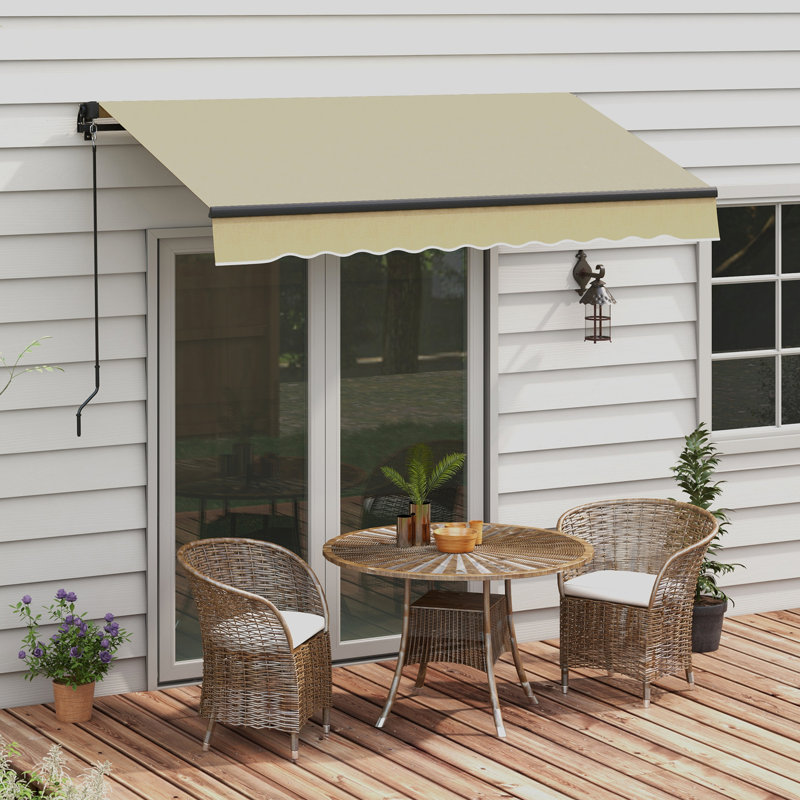Auvent rétractable, Beige, H 59 po x l 78,8 po x P 98,5 po, Couleur unie